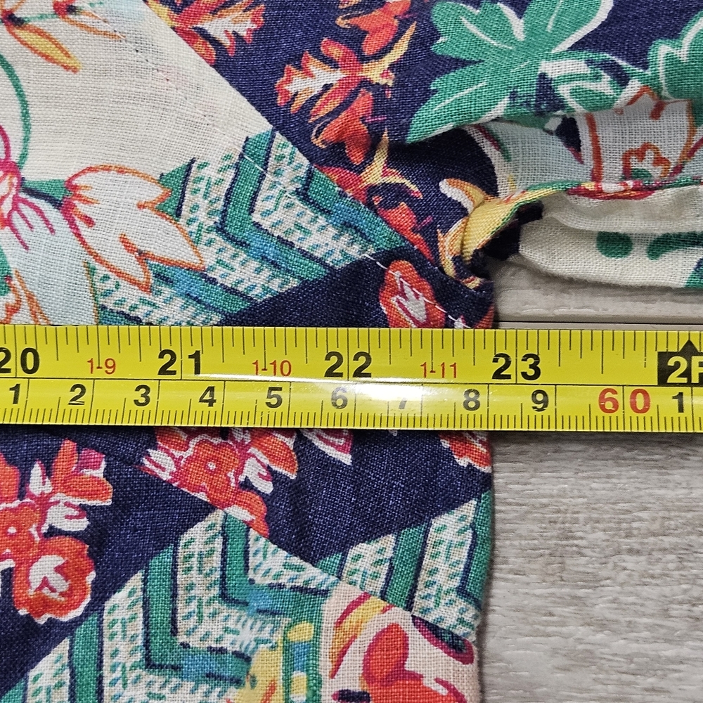 Chico's No-Iron Linen Patchwork Print Button Up S… - image 6